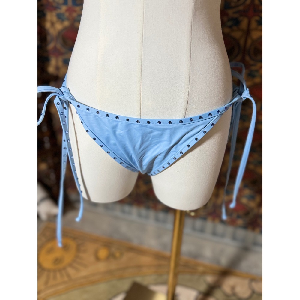 Solid Baby Blue Bikini Bottoms Small Tie Side Studded Swim Beach Vacation Summer